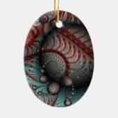 Abstracte Fantasy Fractal Balls Brown Blue Oval Keramisch Ornament (Achterkant)