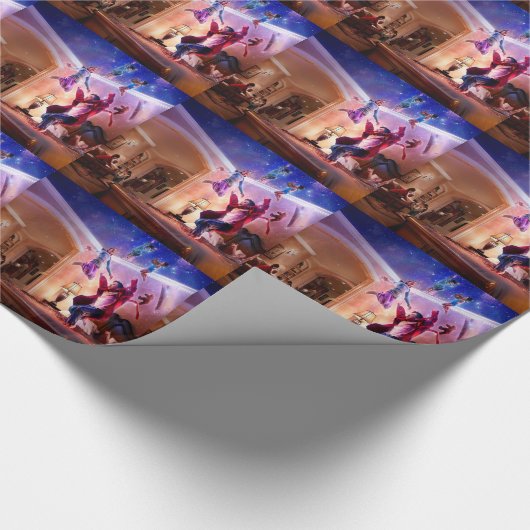 Abstracte Fantasy Peter Pan Celebration Cadeaupapier (Hoek)