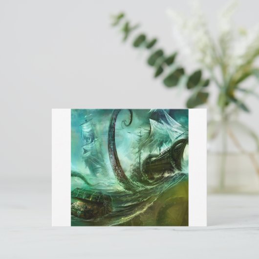 Abstracte Fantasy Pirates Nightmare Treasure Briefkaart (Staand voorkant)