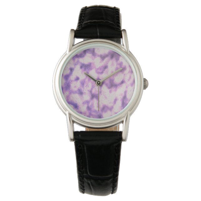 Abstracte Fantasy Violet Celestial Stardust Art Horloge (Voorkant)
