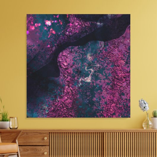 Abstracte faux Folie magenta indigo zwart Canvas Afdruk (Insitu (Woonkamer))