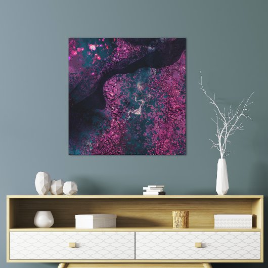 Abstracte faux Folie magenta indigo zwart Canvas Afdruk