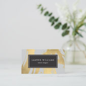 Abstracte Faux Gold Brushstrokes op Grey II Visitekaartje (Staand voorkant)