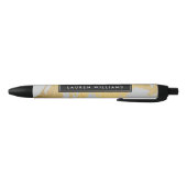 Abstracte Faux Gold Brushstrokes op Grey II Zwarte Inkt Pen (Bodem)