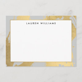 Abstracte Faux Gold Brushstrokes op Grey Note Kaar Notitiekaartje