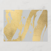 Abstracte Faux Gold Brushstrokes op Grey Note Kaar Notitiekaartje (Achterkant)