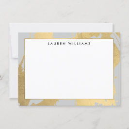 Abstracte Faux Gold Brushstrokes op Grey Note Kaar Notitiekaartje