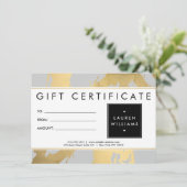 Abstracte Faux Gold Brushstrokes op grijze Gift Ka (Staand voorkant)