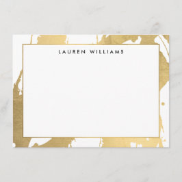 Abstracte Faux Gold Brushstrokes op White Note Kaa Notitiekaartje