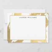 Abstracte Faux Gold Brushstrokes op White Note Kaa Notitiekaartje (Voorkant)