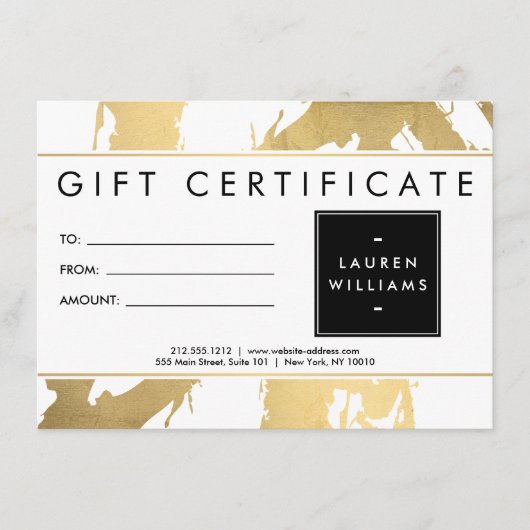 Abstracte Faux Gold Brushstrokes op witte Kaart (Voorkant)