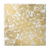 Abstracte Faux Gold Floral Pattern Ceramic Tile Tegeltje (Voorkant)