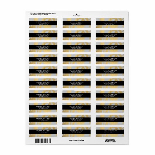 Abstracte Faux Gold Foil Brushstrokes op grijs Etiket (Full Sheet)