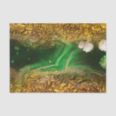 Abstracte Faux Gold Metallic Folie Groene Ontkoppe Tissuepapier (Voorkant)