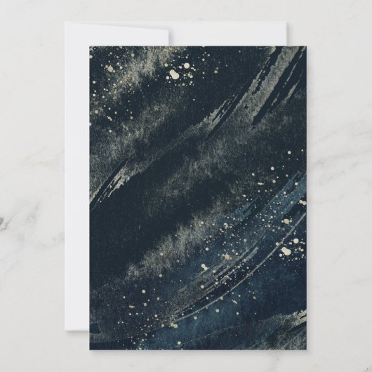 Abstracte Faux Gold Navy Waterverf Bespaar op datu Kaart (Achterkant)