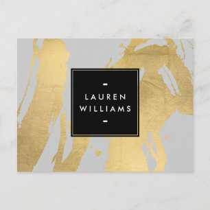 Abstracte Faux Gold-penseelstreken op grijs Briefkaart