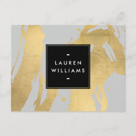 Abstracte Faux Gold-penseelstreken op grijs Briefkaart