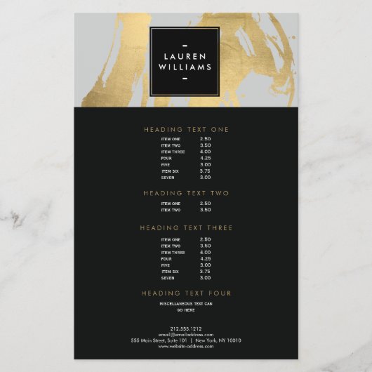 Abstracte Faux Gold-penseelstreken op grijs Flyer (Voorkant)