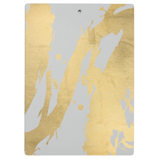 Abstracte Faux Gold-penseelstreken op grijs Klembord (Achterkant)
