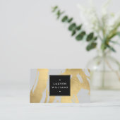 Abstracte Faux Gold-penseelstreken op grijs Visitekaartje (Staand voorkant)