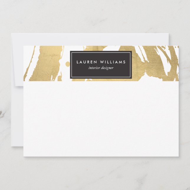 Abstracte Faux Gold-penseelstreken op White II (Voorkant)