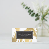 Abstracte Faux Gold-penseelstreken op White II Visitekaartje (Staand voorkant)