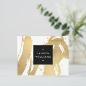 Abstracte Faux Gold-penseelstreken op wit Briefkaart (Staand voorkant)