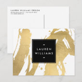 Abstracte Faux Gold-penseelstreken op wit Briefkaart (Voorkant / Achterkant)