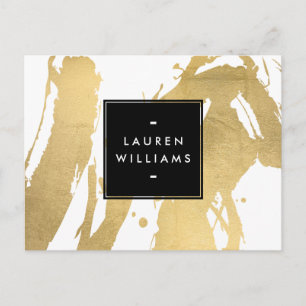 Abstracte Faux Gold-penseelstreken op wit Briefkaart