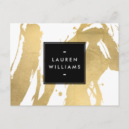 Abstracte Faux Gold-penseelstreken op wit Briefkaart