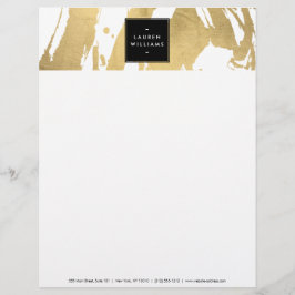 Abstracte Faux Gold-penseelstreken op wit Custom Briefhoofd