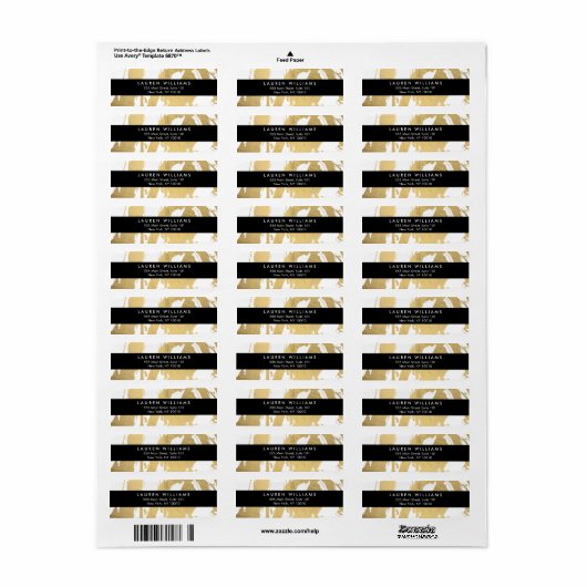 Abstracte Faux Gold-penseelstreken op wit Etiket (Full Sheet)