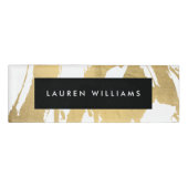 Abstracte Faux Gold-penseelstreken op wit Naambadge (Voorkant)