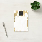 Abstracte Faux Gold-penseelstreken op wit Post-it® Notes (Kantoor)