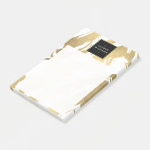 Abstracte Faux Gold-penseelstreken op wit Post-it® Notes (Schuin)