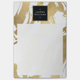 Abstracte Faux Gold-penseelstreken op wit Post-it® Notes