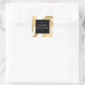 Abstracte Faux Gold-penseelstreken op wit Vierkante Sticker (Tas)