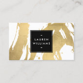 Abstracte Faux Gold-penseelstreken op wit Visitekaartje (Voorkant)