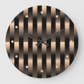 Abstracte Faux Red Copper Metallic Stripes Patroon Grote Klok (Voorkant)