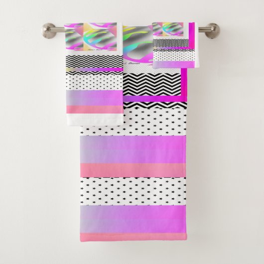 ABSTRACTE FEATHERS+CHEVRON-ontwerp Bad Handdoek (Insitu)