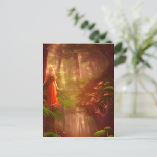 Abstracte fee in een magisch bos Briefkaart (Staand voorkant)