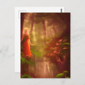 Abstracte fee in een magisch bos Briefkaart (Voorkant / Achterkant)