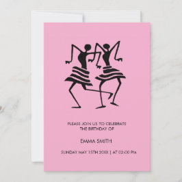 Abstracte, feestelijke dansers verjaardagsuitnodig kaart