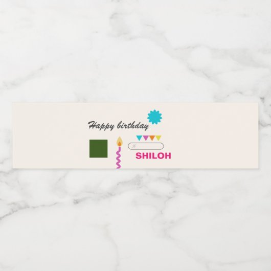 Abstracte feestelijke kunstverjaardag waterfles etiket (Enkel label)