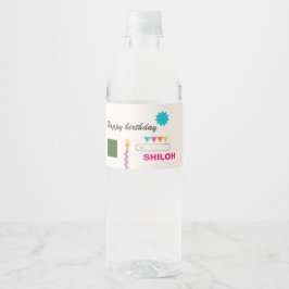 Abstracte feestelijke kunstverjaardag waterfles etiket