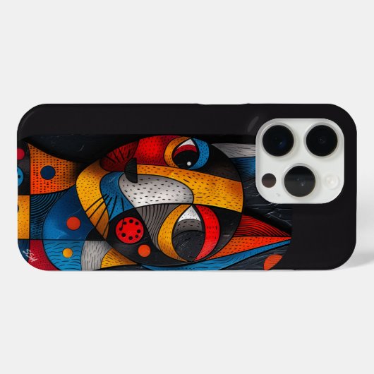 Abstracte Feline Meesterwerk - Kleurrijke Cat Art Case-Mate iPhone Case (Achterkant (horizontaal))
