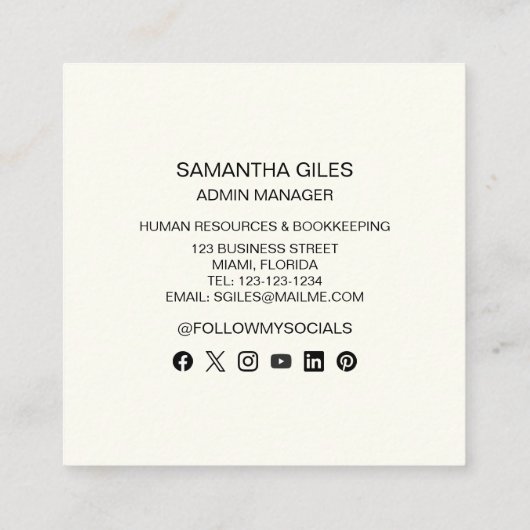 Abstracte felroze goudverf vierkante visitekaartje (Achterkant)