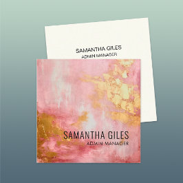 Abstracte felroze goudverf vierkante visitekaartje