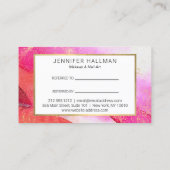 Abstracte felroze Waterverf doorverwijzing Visitekaartje (Achterkant)