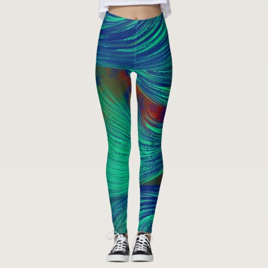 abstracte feniksveren leggings (Voorkant)